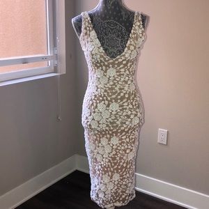 Nude/White sequin Classy Dress